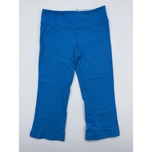 LULULEMON Gather & Crow Back hem Slit Crop Leggings Stretch Blue Size 6